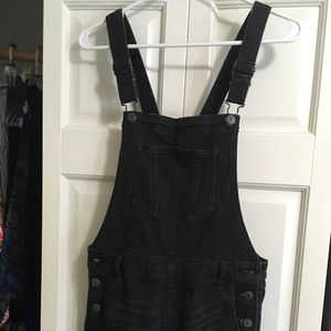 Black denim overalls